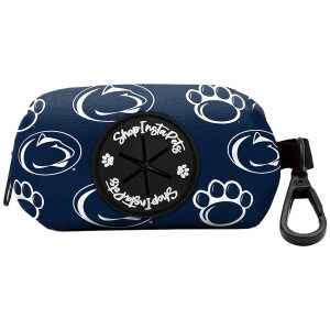 dog waste bag holder with repeating Penn State Athletic Logos and paw prints